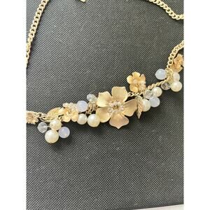 Vintage VcCLM Pearl Lucite Bib Neclace Victorian Revival Adjustable 18"- 20"